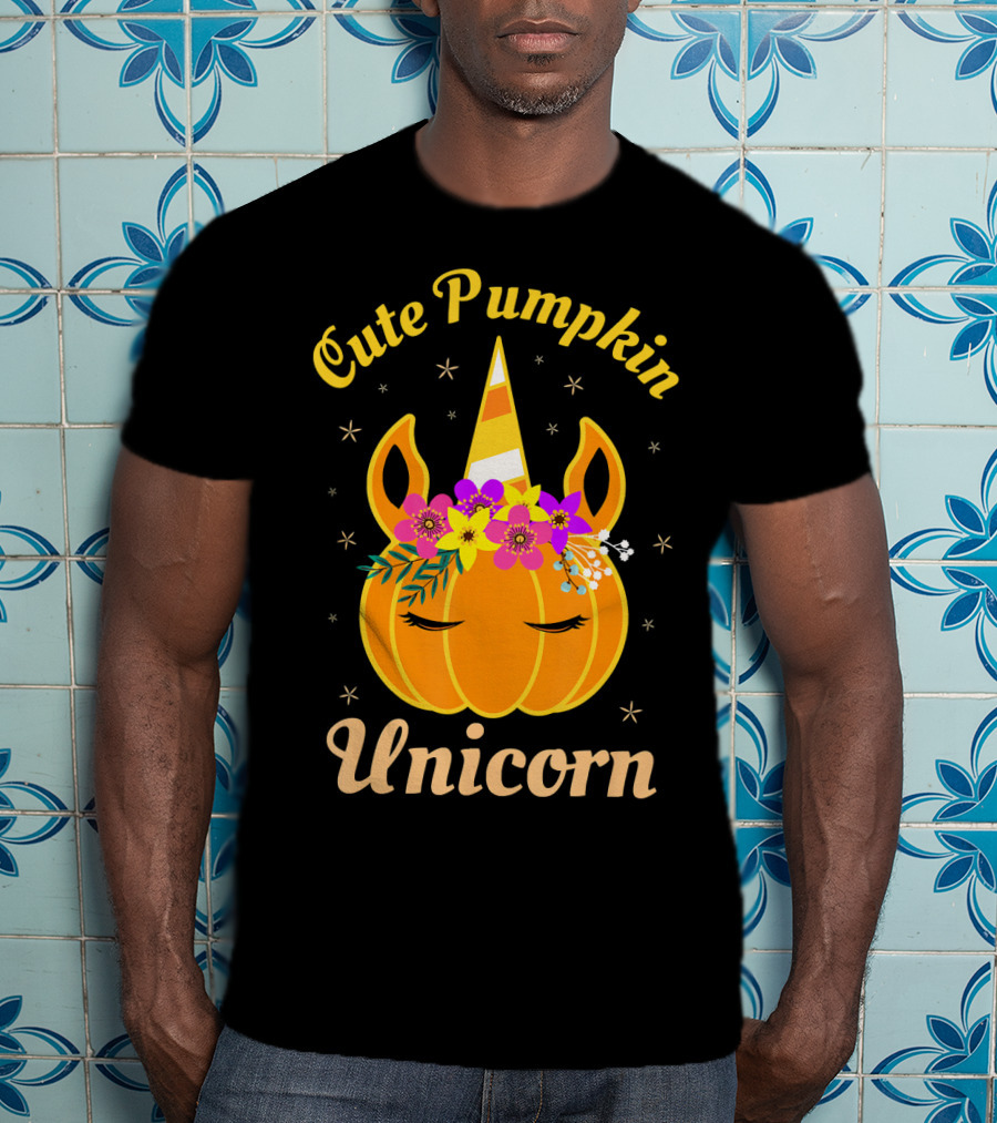 Cute Pumpkin Unicorn Kids Costume Trick Halloween Magic T-Shirt