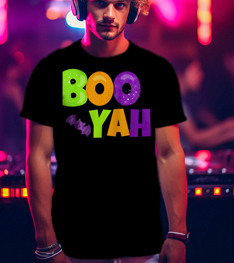 Boo Yah Halloween Bat Spooky Colors T-Shirt
