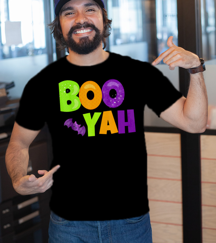 Boo Yah Halloween Bat Spooky Colors T-Shirt