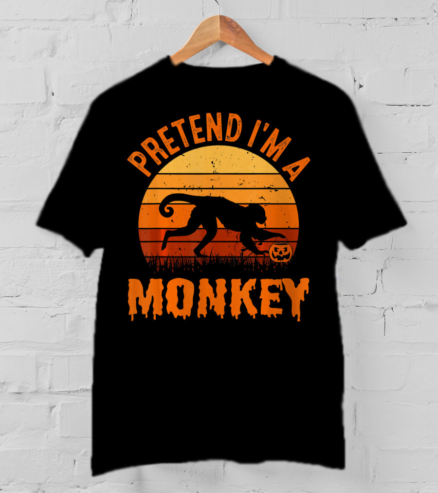 Pretend I’m A Monkey Halloween Sunset T-Shirt