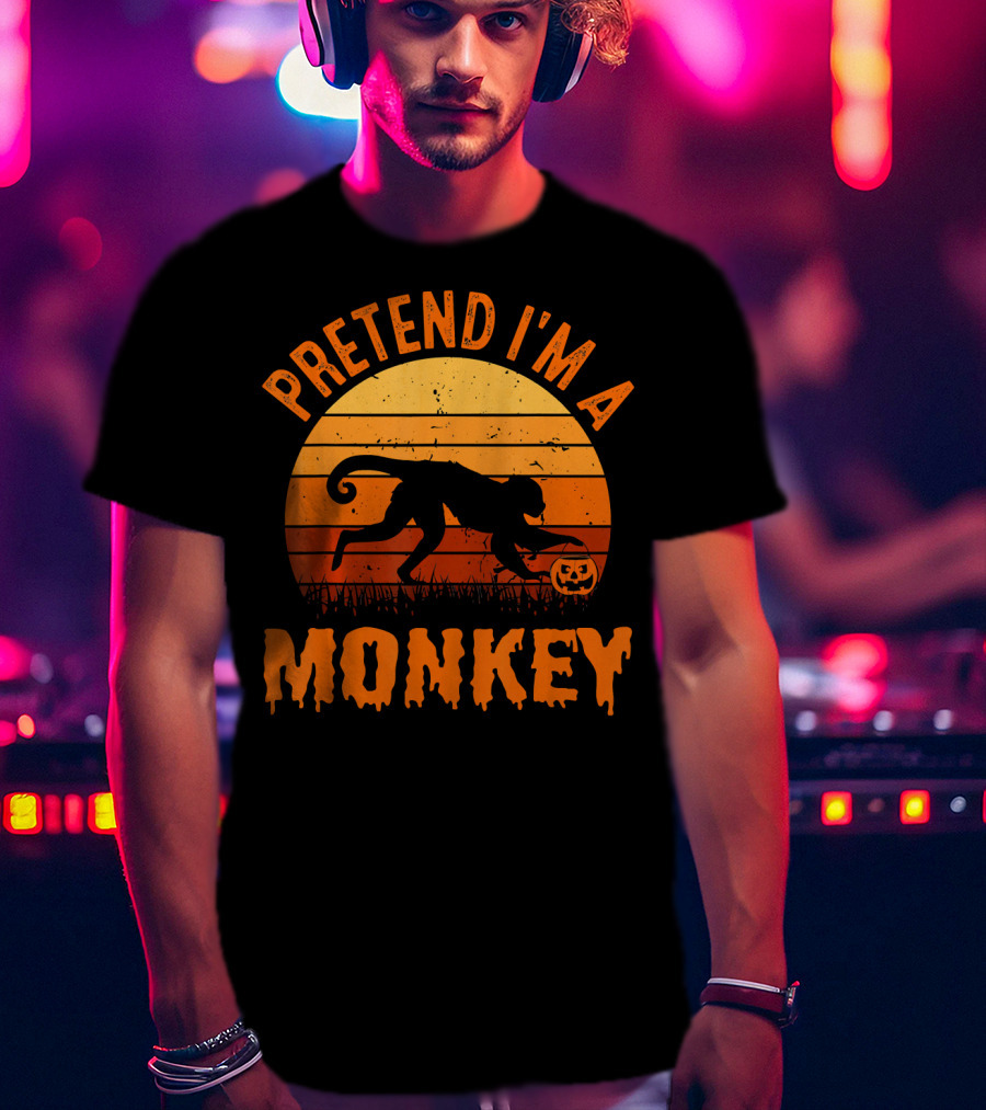 Pretend I’m A Monkey Halloween Sunset T-Shirt