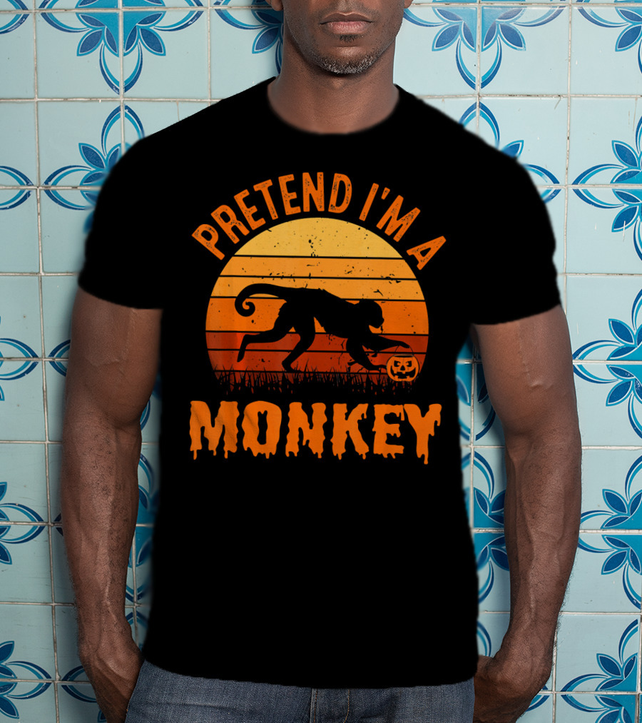 Pretend I’m A Monkey Halloween Sunset T-Shirt