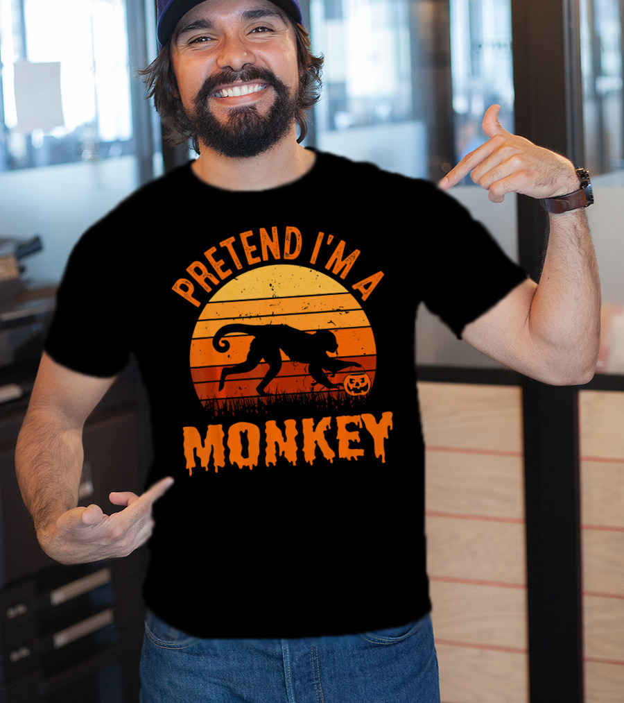 Pretend I’m A Monkey Halloween Sunset T-Shirt
