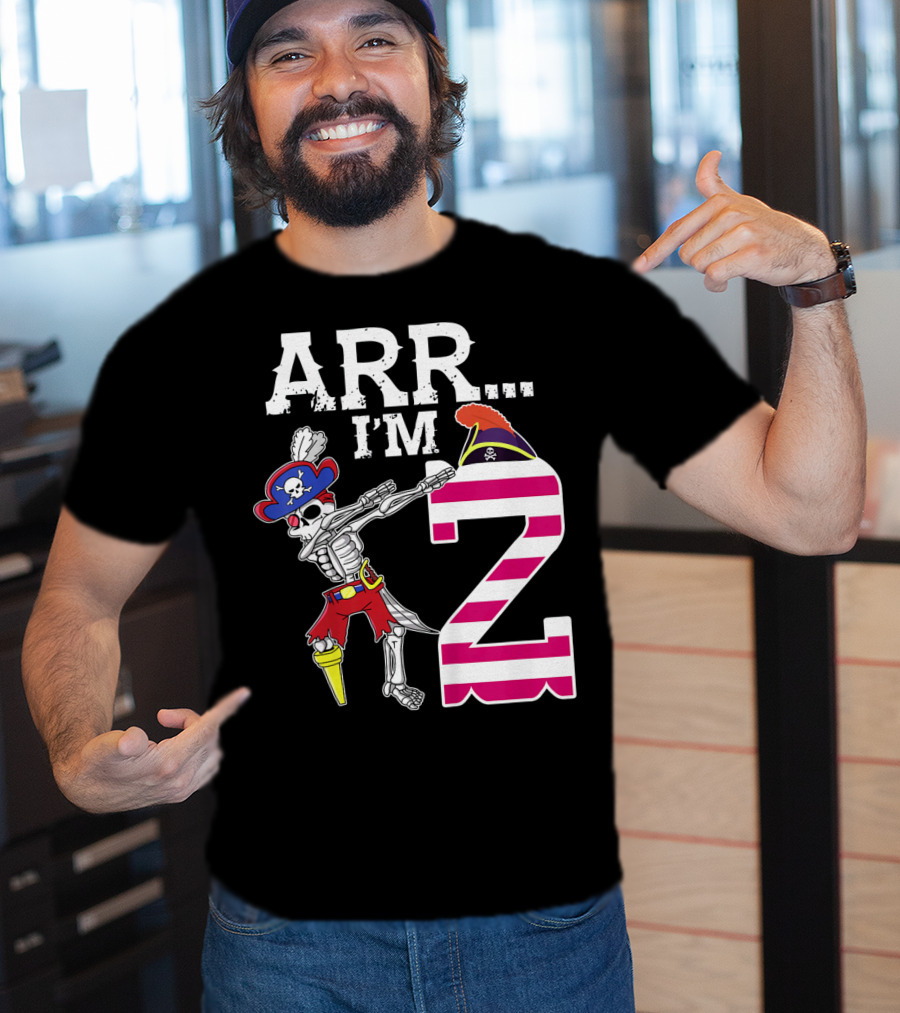 ARR Im 2 Pirate Skeleton Dab 2nd Birthday Party Kids T-Shirt