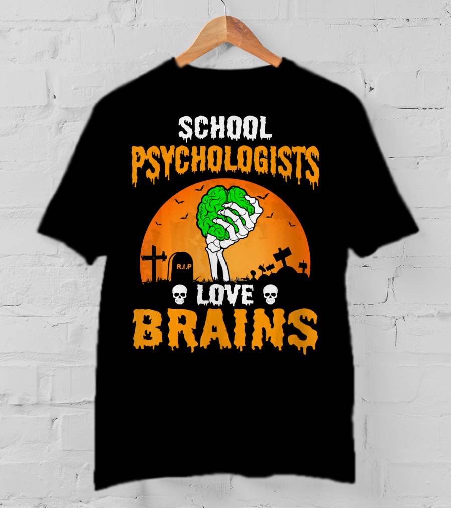 School Psychologists Love Brains Zombie Graveyard T-Shirt