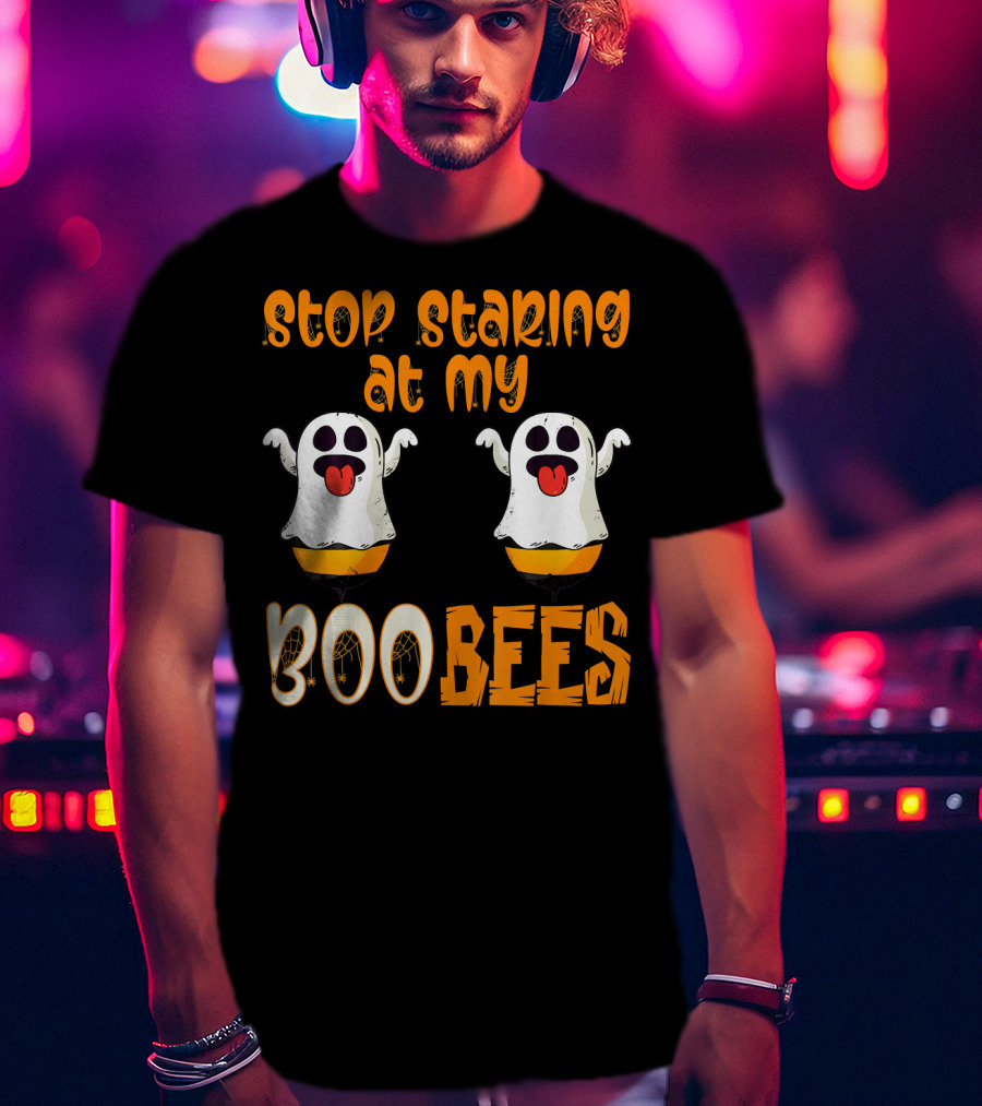 Stop Staring At My Boo Bees Ghosts With Pumpkins T-Shirt