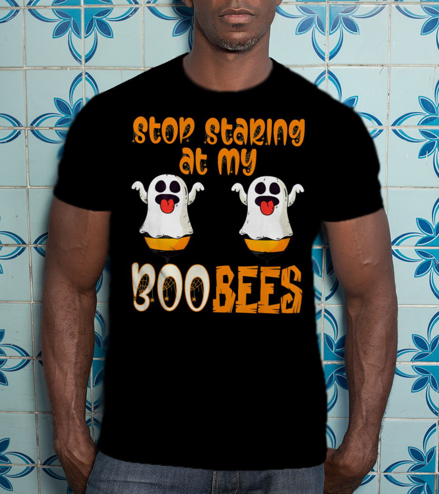 Stop Staring At My Boo Bees Ghosts With Pumpkins T-Shirt