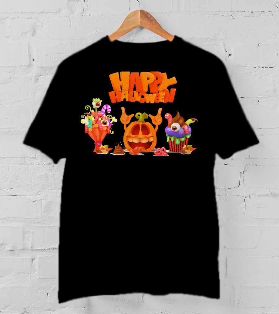 Happy Halloween Candy Pumpkin Characters T-Shirt