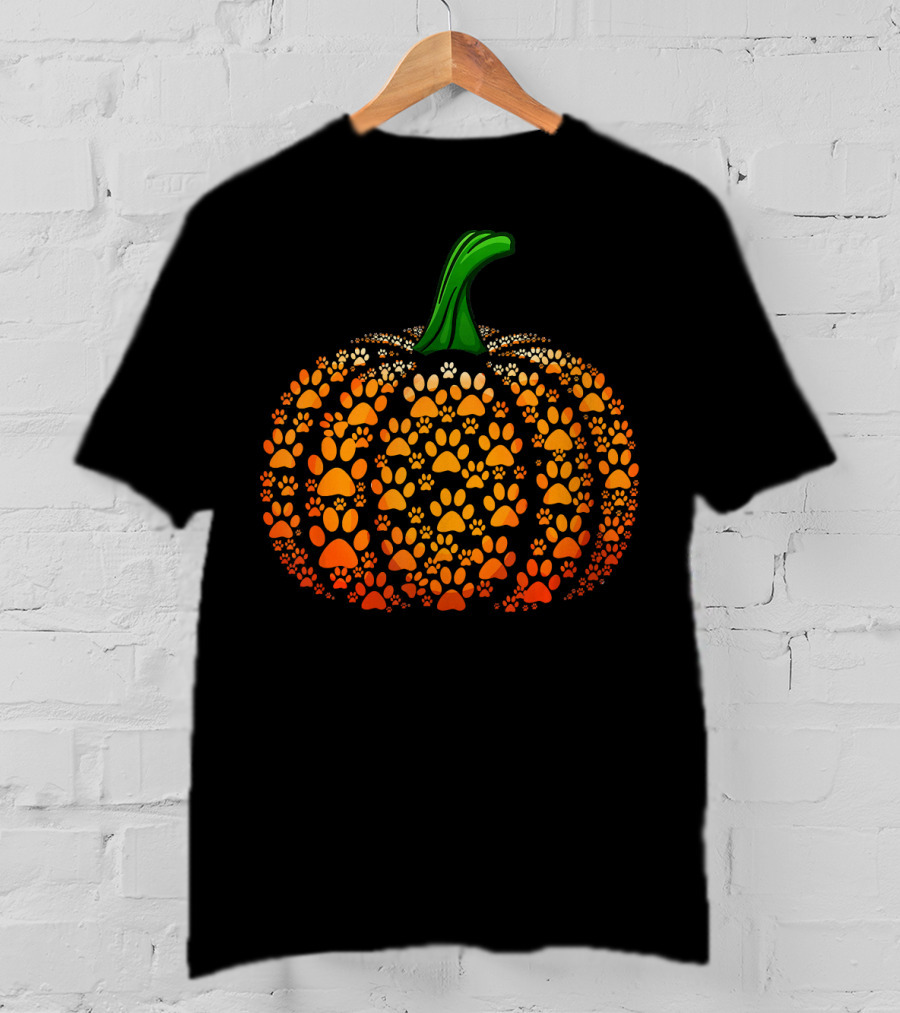Funny Pumpkin Paw Halloween Dog Cat Cost T-Shirt