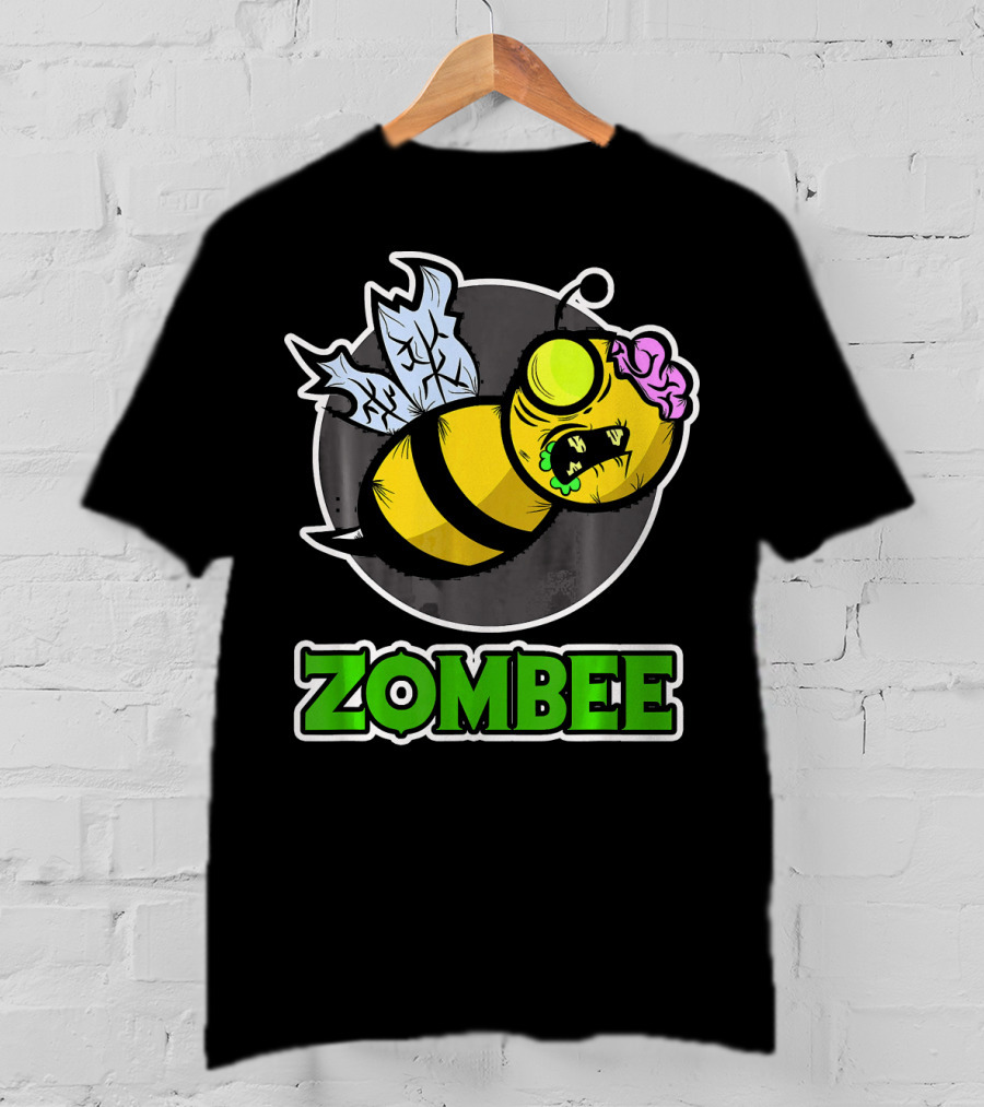 Zombee Halloween Bee With Brain And Wings T-Shirt