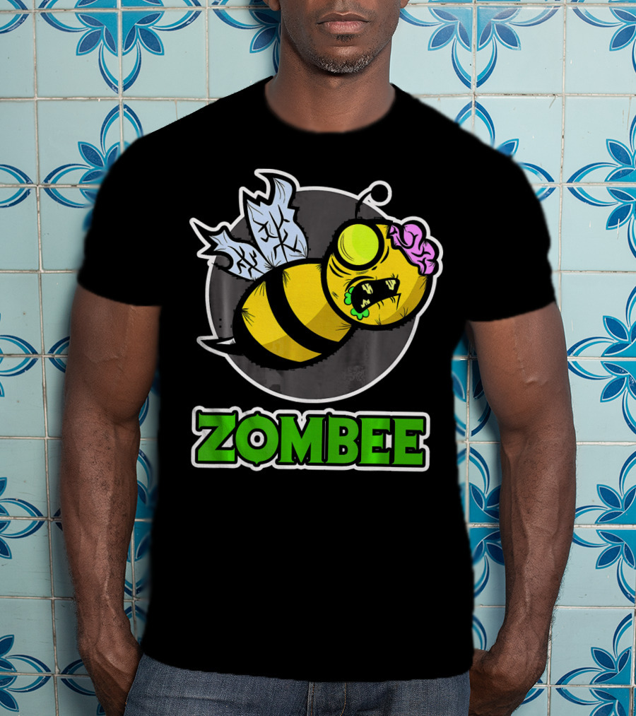 Zombee Halloween Bee With Brain And Wings T-Shirt