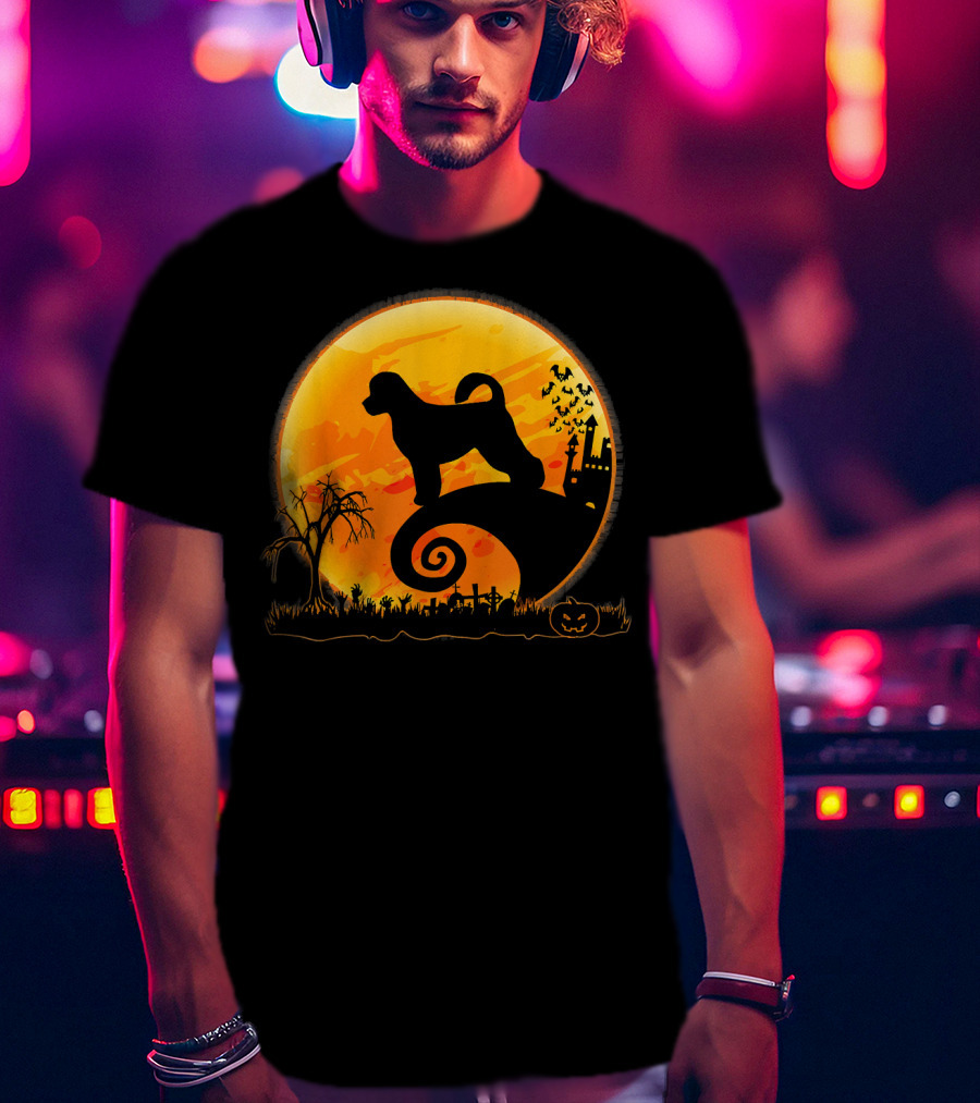 Portuguese Water Dog Moonlit Halloween Scene T-Shirt