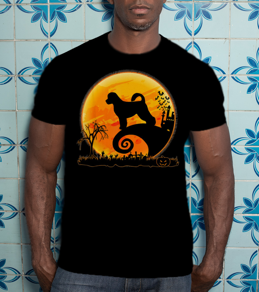 Portuguese Water Dog Moonlit Halloween Scene T-Shirt