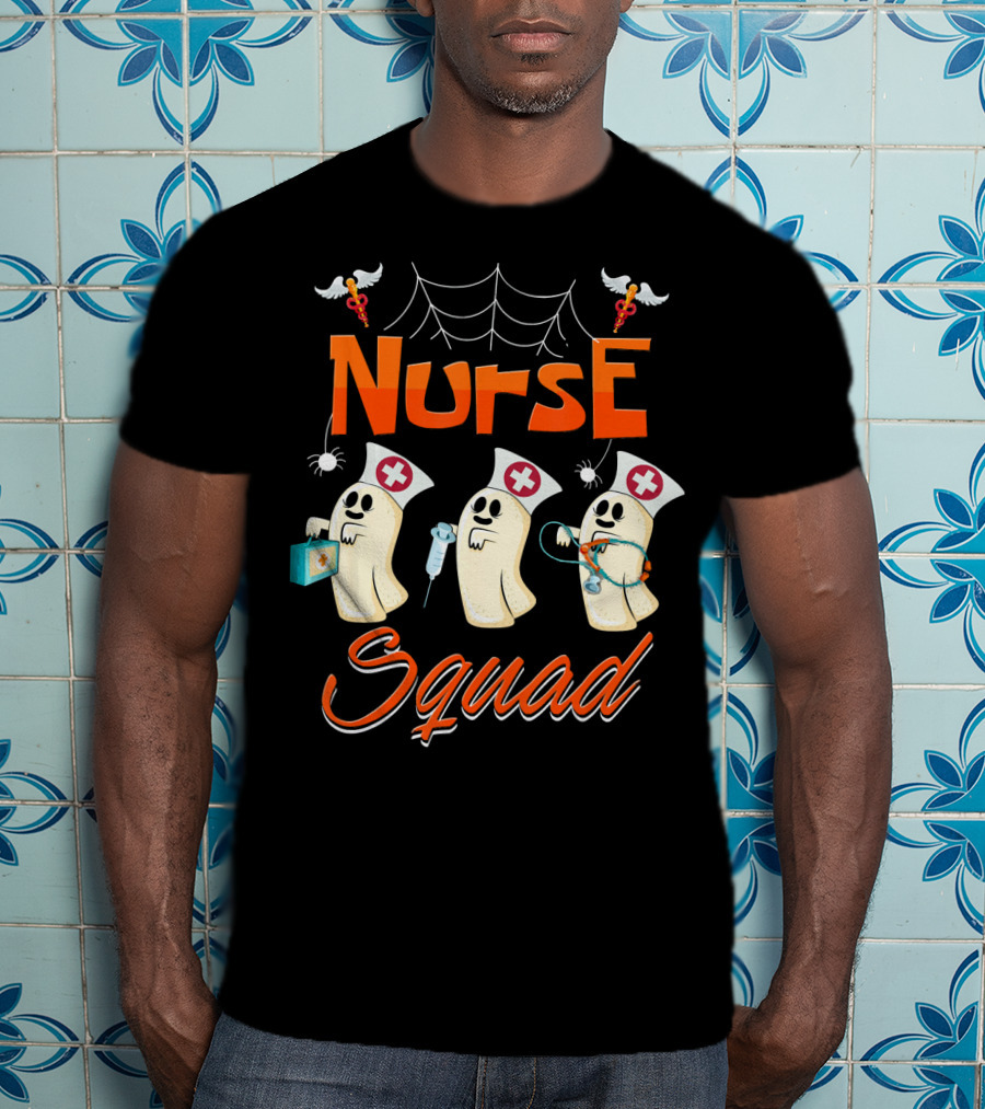 Nurse Squad Spooky Ghosts Halloween Nurse Team T-Shirt