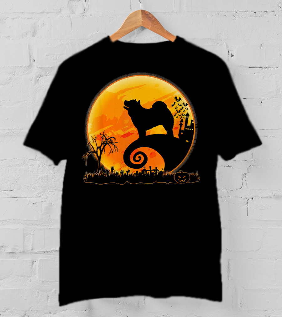 Chow Chow Dog Halloween Moon Silhouette Jack-O'-Lantern T-Shirt
