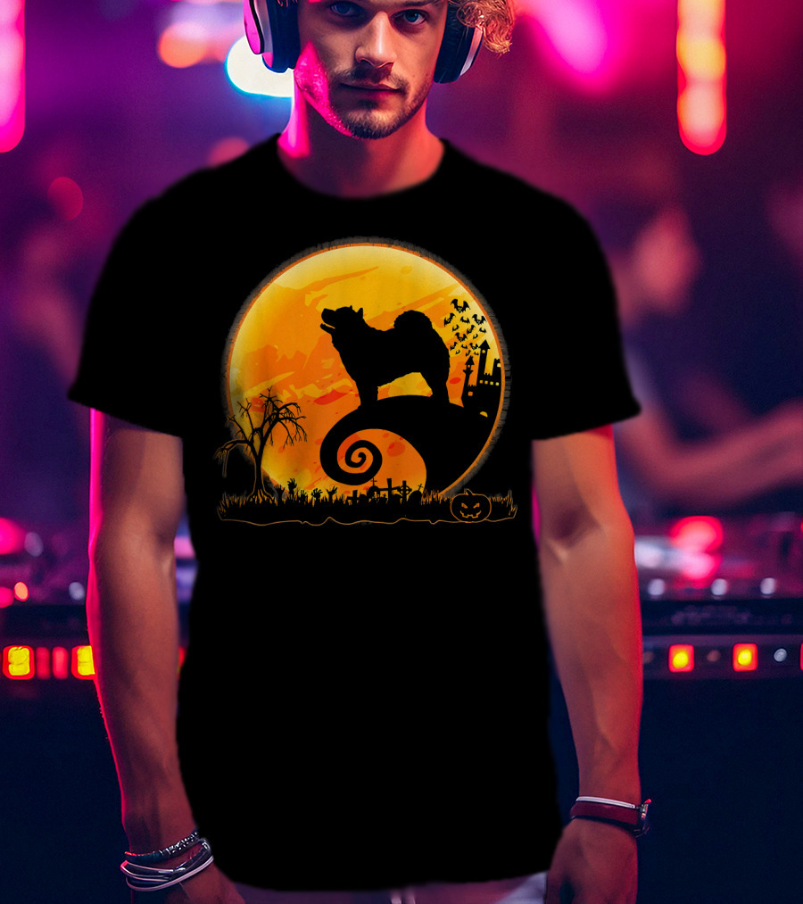 Chow Chow Dog Halloween Moon Silhouette Jack-O'-Lantern T-Shirt