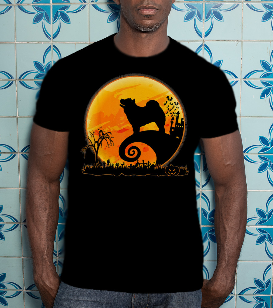 Chow Chow Dog Halloween Moon Silhouette Jack-O'-Lantern T-Shirt