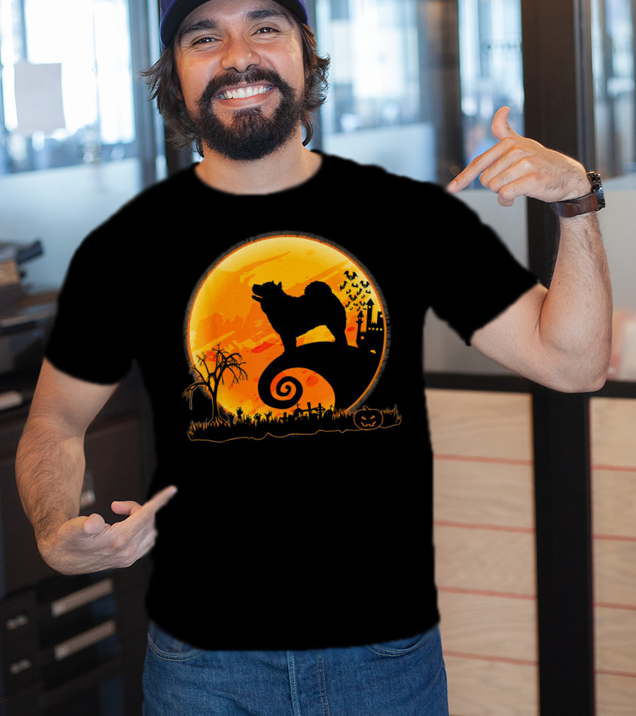 Chow Chow Dog Halloween Moon Silhouette Jack-O'-Lantern T-Shirt