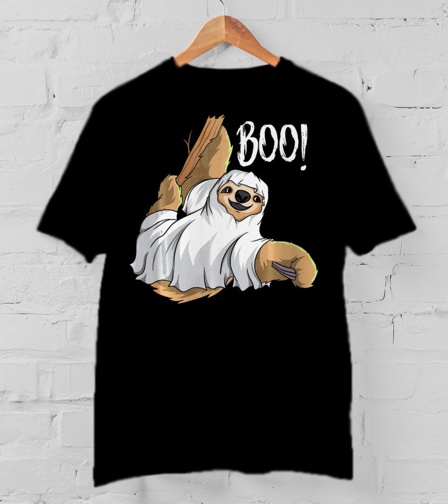 Boo Hanging Sloth Ghost Costume Funny Sloth T-Shirt
