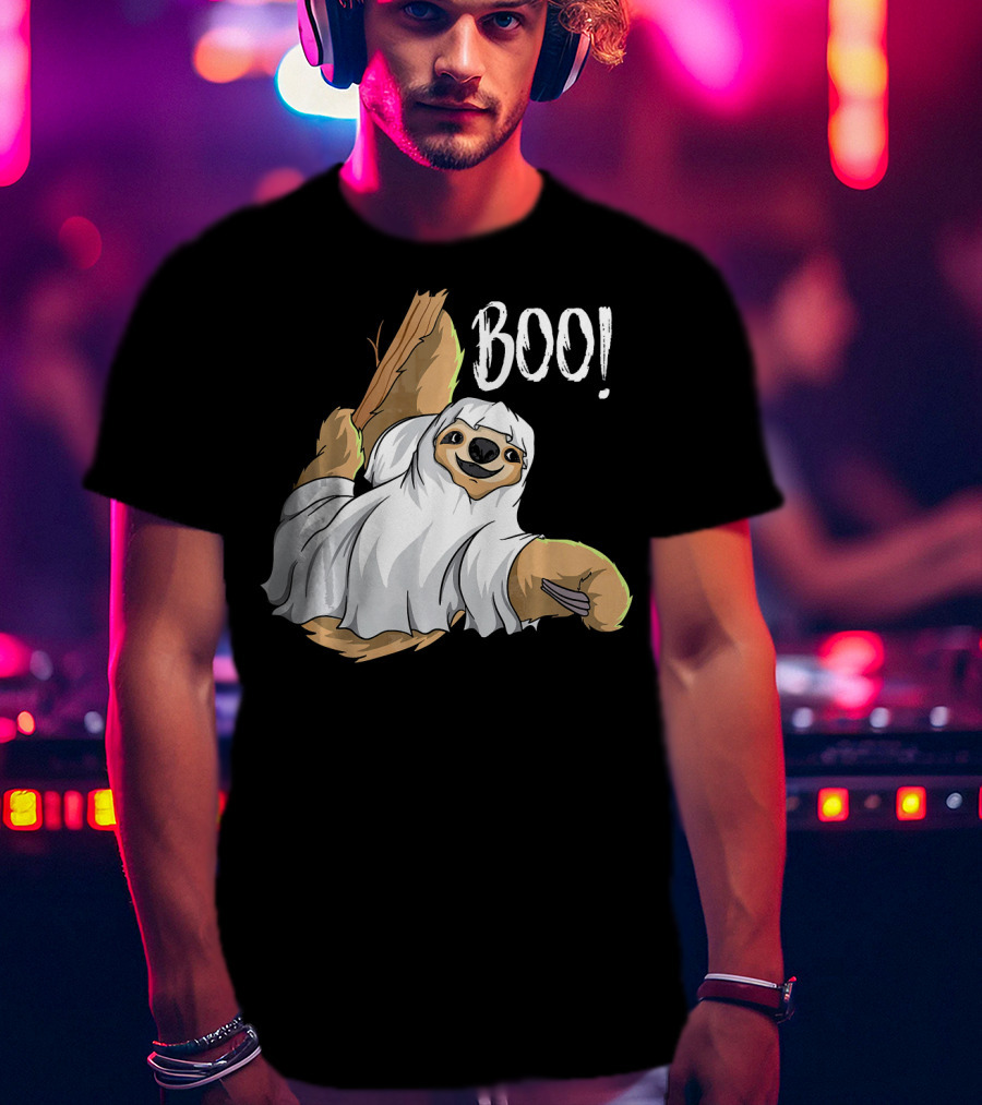 Boo Hanging Sloth Ghost Costume Funny Sloth T-Shirt