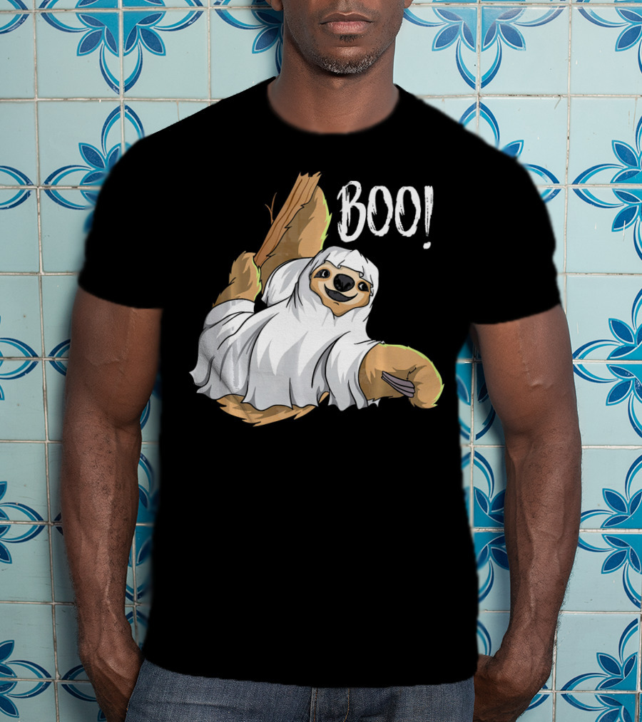 Boo Hanging Sloth Ghost Costume Funny Sloth T-Shirt