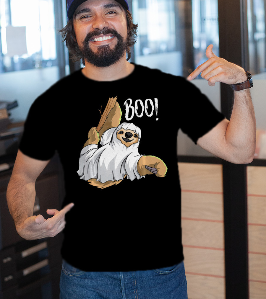 Boo Hanging Sloth Ghost Costume Funny Sloth T-Shirt
