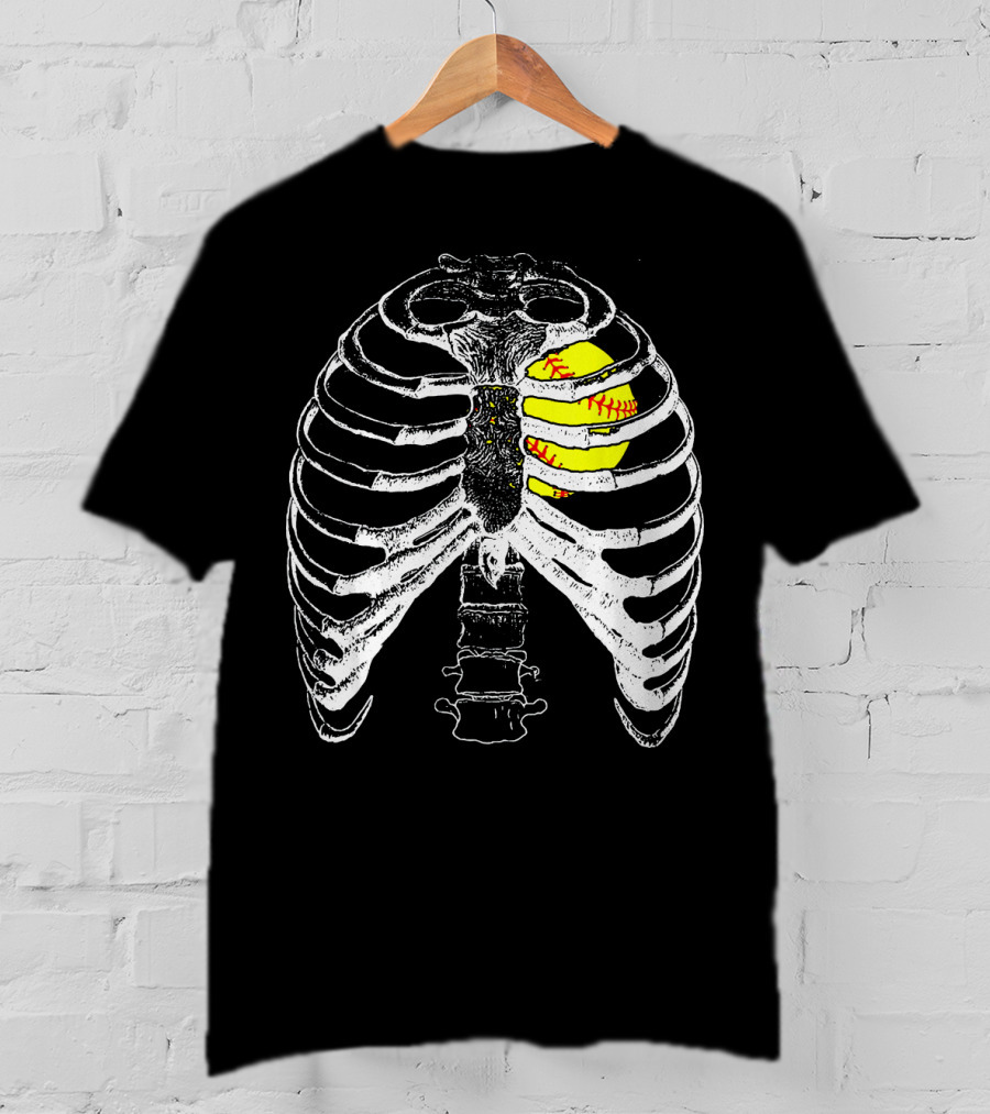 Ribcage Softball Heart Anatomy T-Shirt