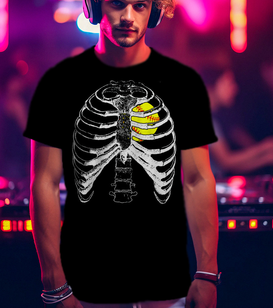 Ribcage Softball Heart Anatomy T-Shirt
