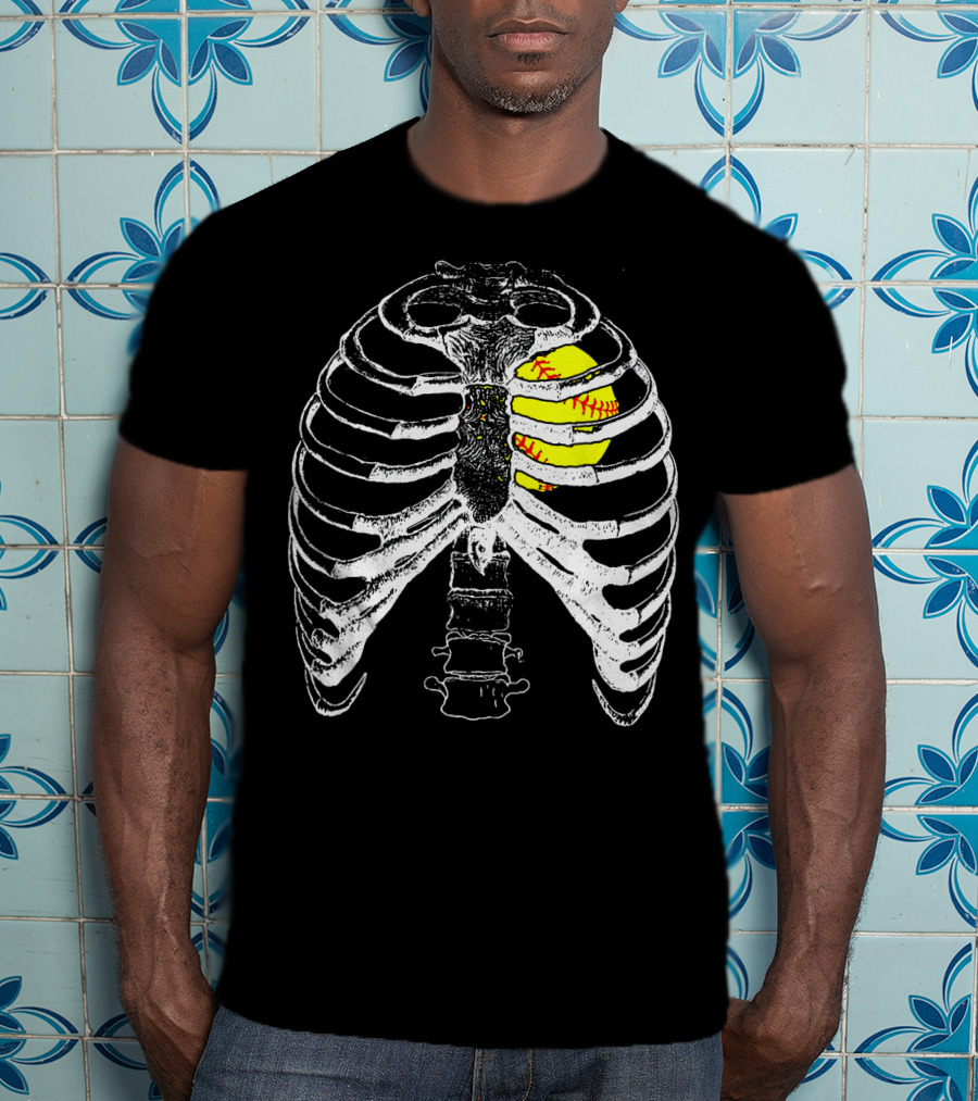 Ribcage Softball Heart Anatomy T-Shirt