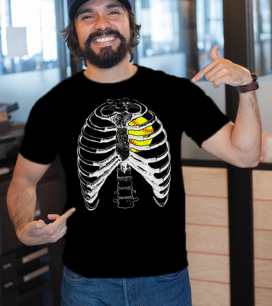 Ribcage Softball Heart Anatomy T-Shirt