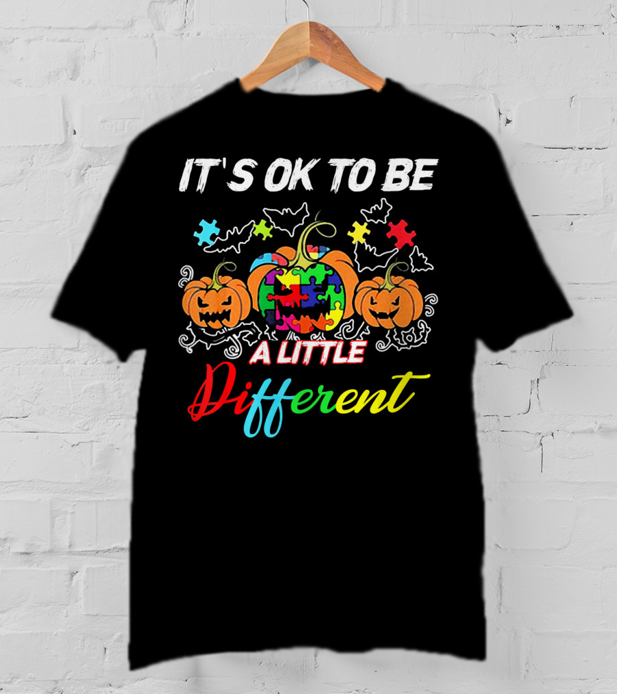 IT'S OK TO BE A LITTLE DIFFERENT Halloween Autism Pumpkin Puzzles T-Shirt