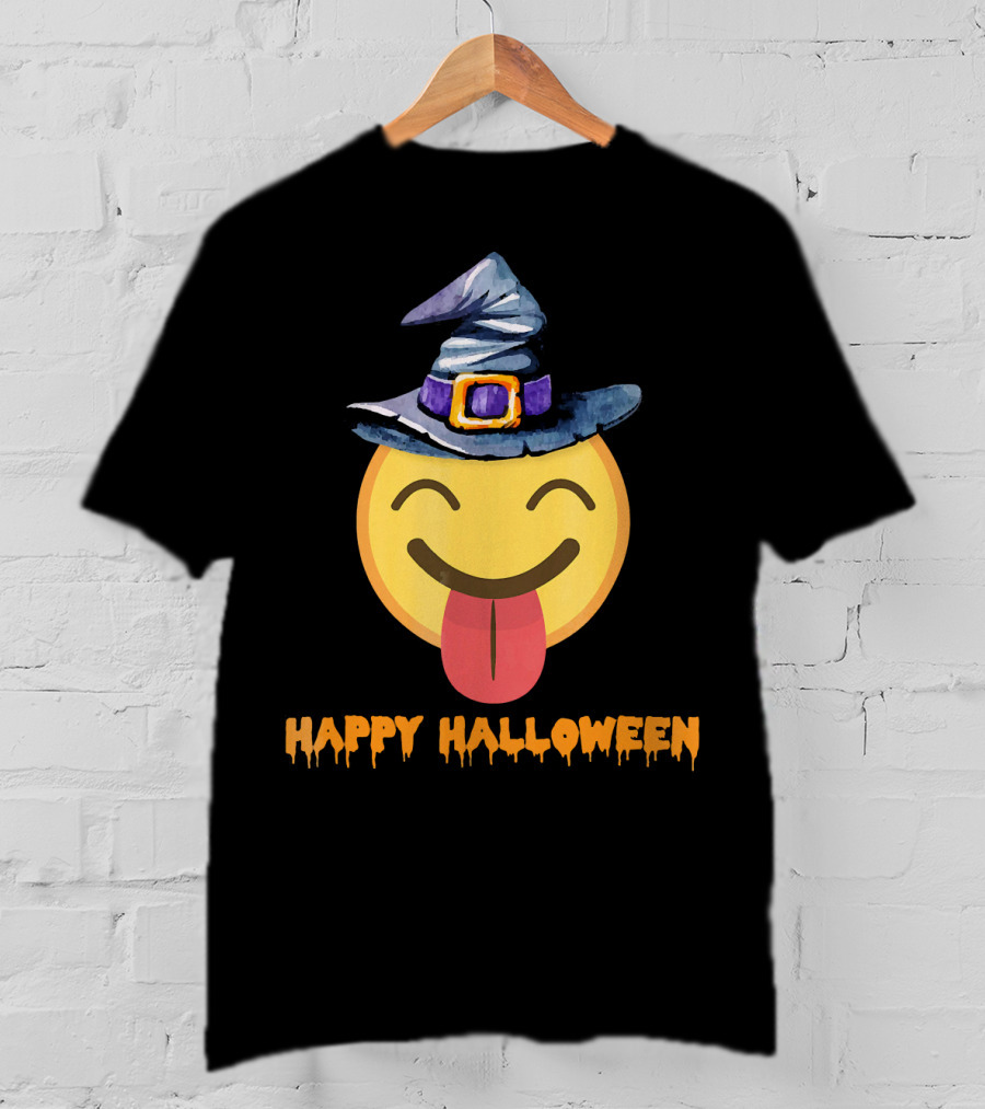 Happy Halloween Witch Hat Emoji T-Shirt