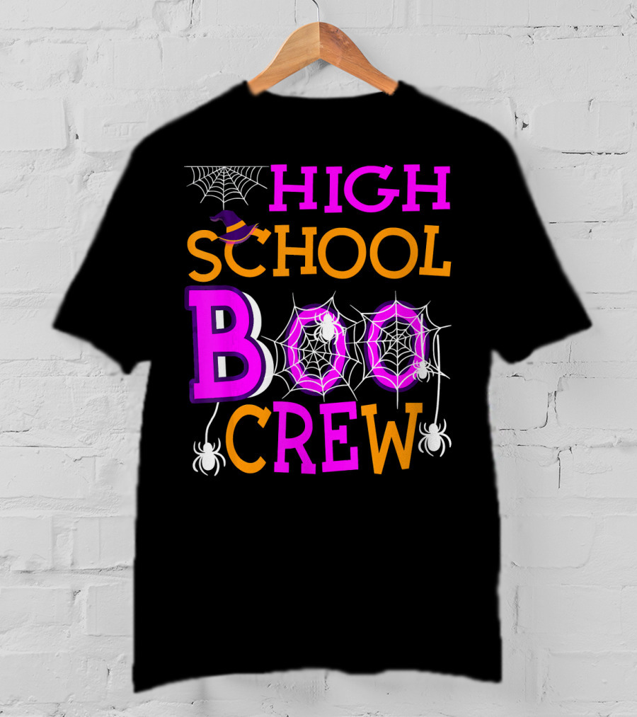 High School Boo Crew Spider Web Halloween Teacher T-Shirt