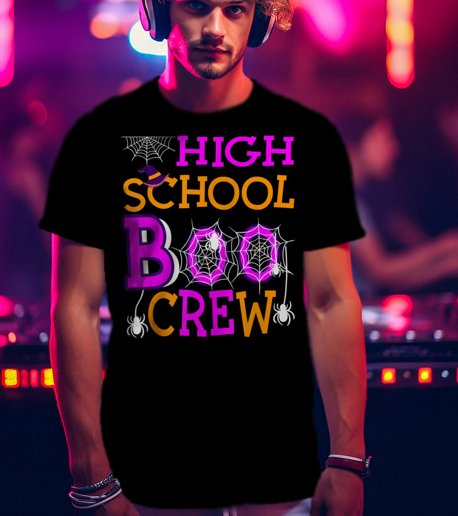 High School Boo Crew Spider Web Halloween Teacher T-Shirt