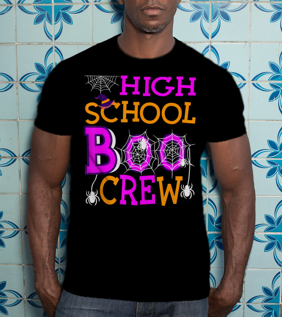 High School Boo Crew Spider Web Halloween Teacher T-Shirt