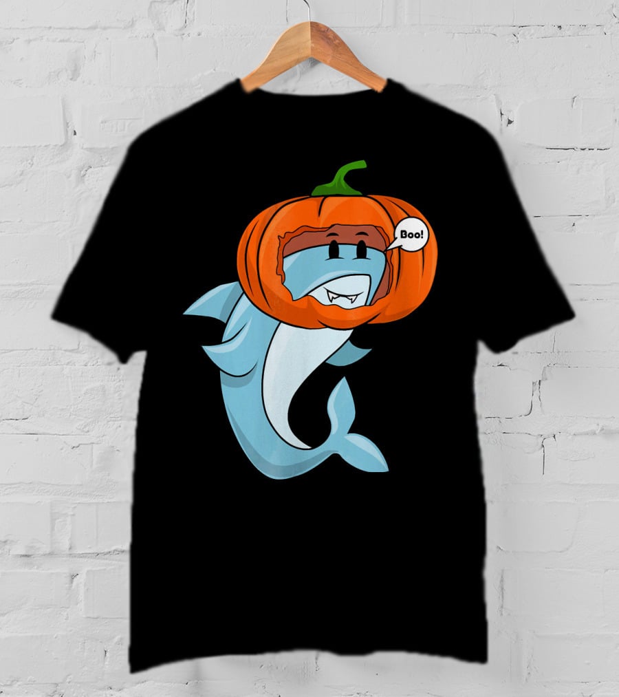 Halloween Boo Pumpkin Shark T-Shirt