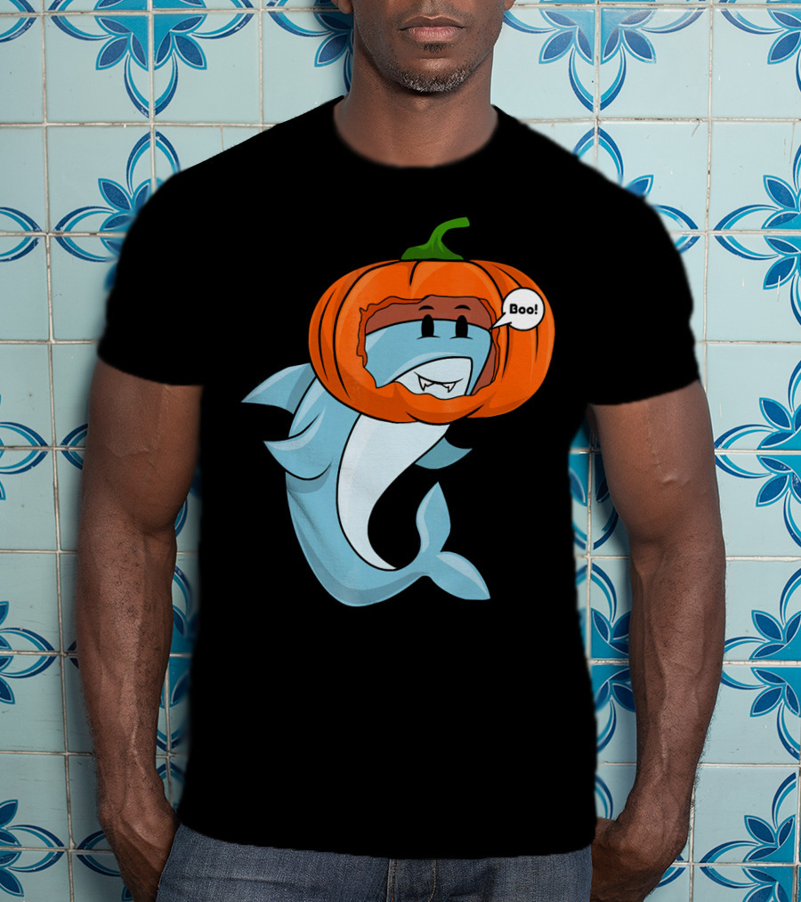 Halloween Boo Pumpkin Shark T-Shirt