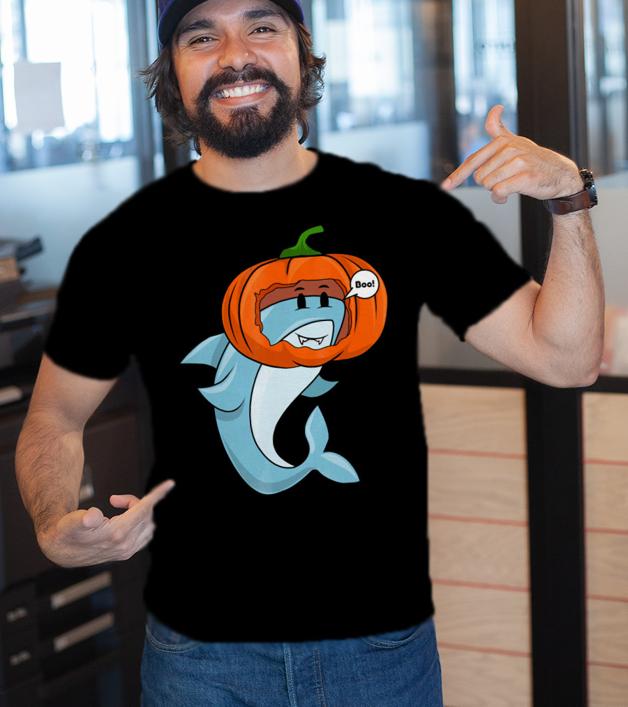 Halloween Boo Pumpkin Shark T-Shirt