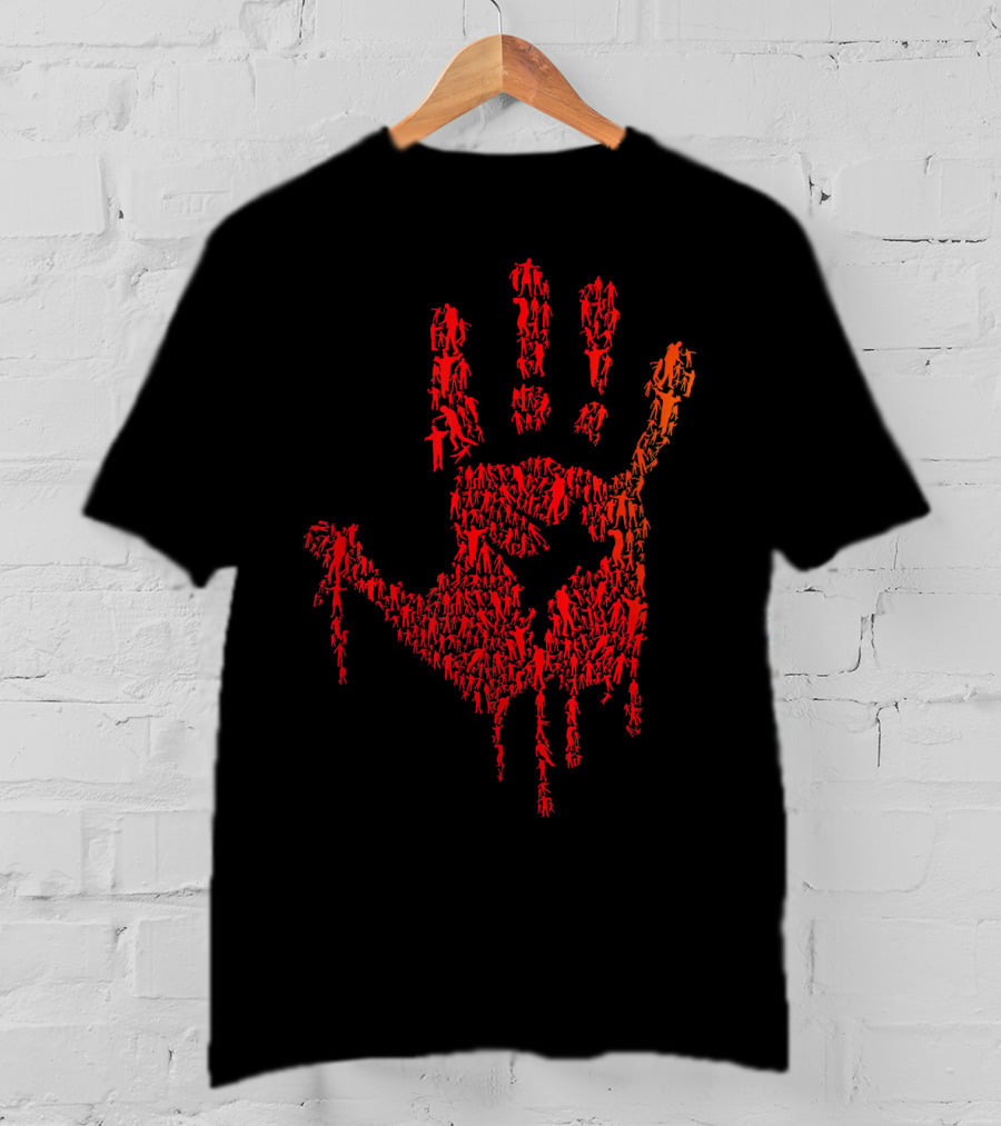 Horror Zombie Handprint Blood Red Palm T-Shirt