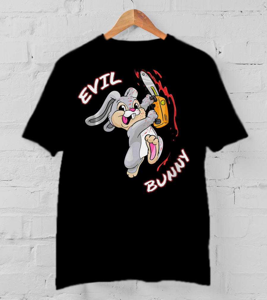 Evil Bunny Halloween Funny Bad Rab Chainsaw T-Shirt