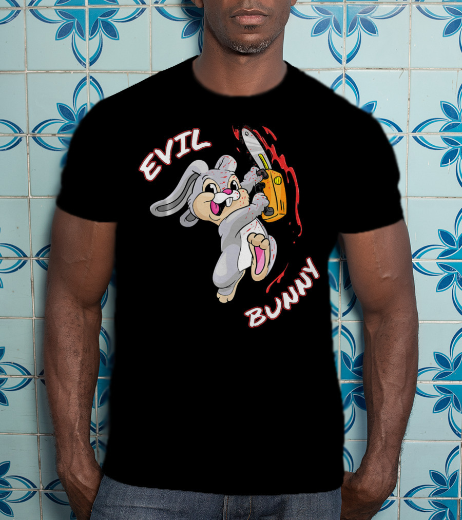 Evil Bunny Halloween Funny Bad Rab Chainsaw T-Shirt