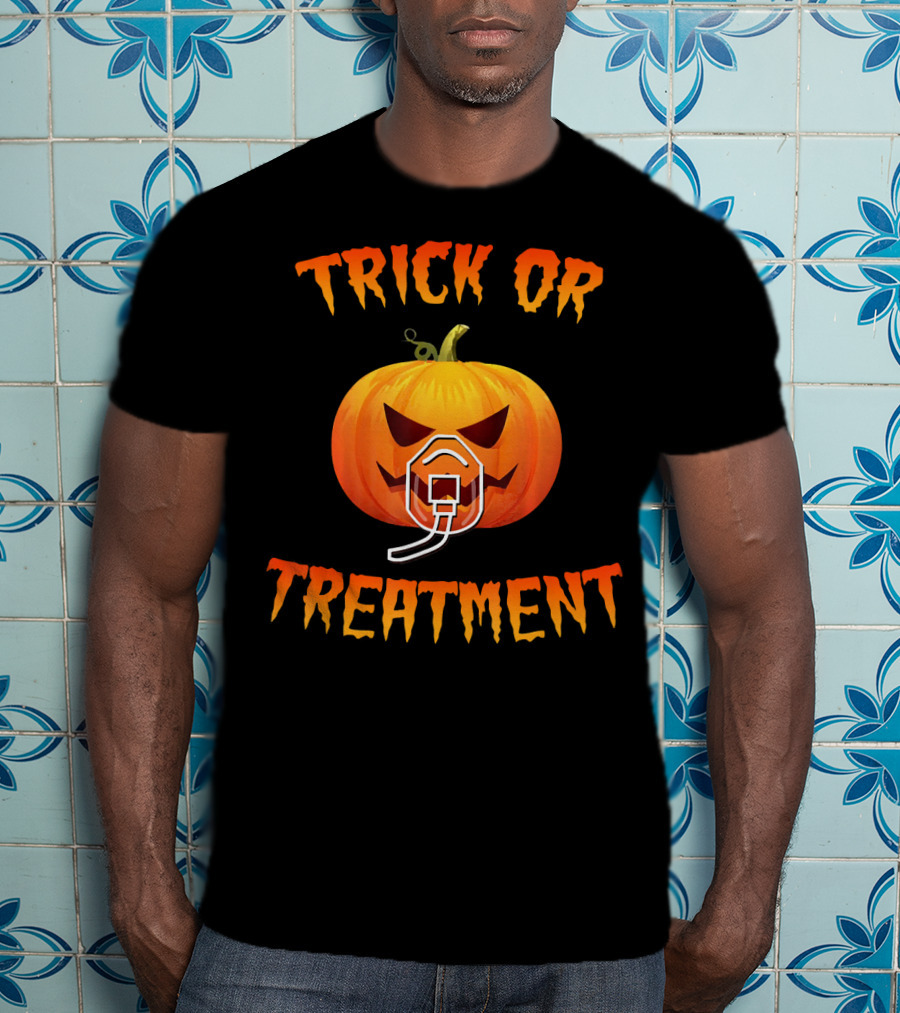 Trick Or Treatment Halloween Respiratory Therapist Pumpkin T-Shirt