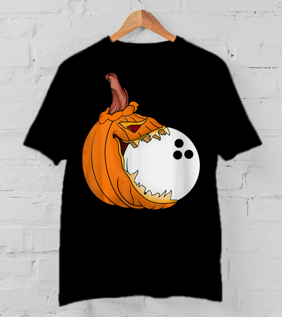 Pumpkin Carving Eating Bowling Ball Halloween Fun T-Shirt