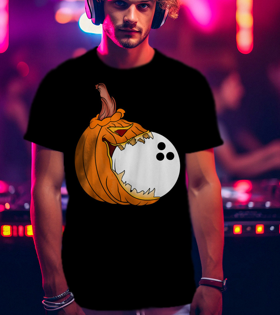 Pumpkin Carving Eating Bowling Ball Halloween Fun T-Shirt