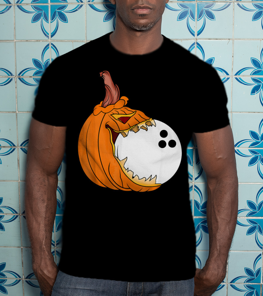 Pumpkin Carving Eating Bowling Ball Halloween Fun T-Shirt