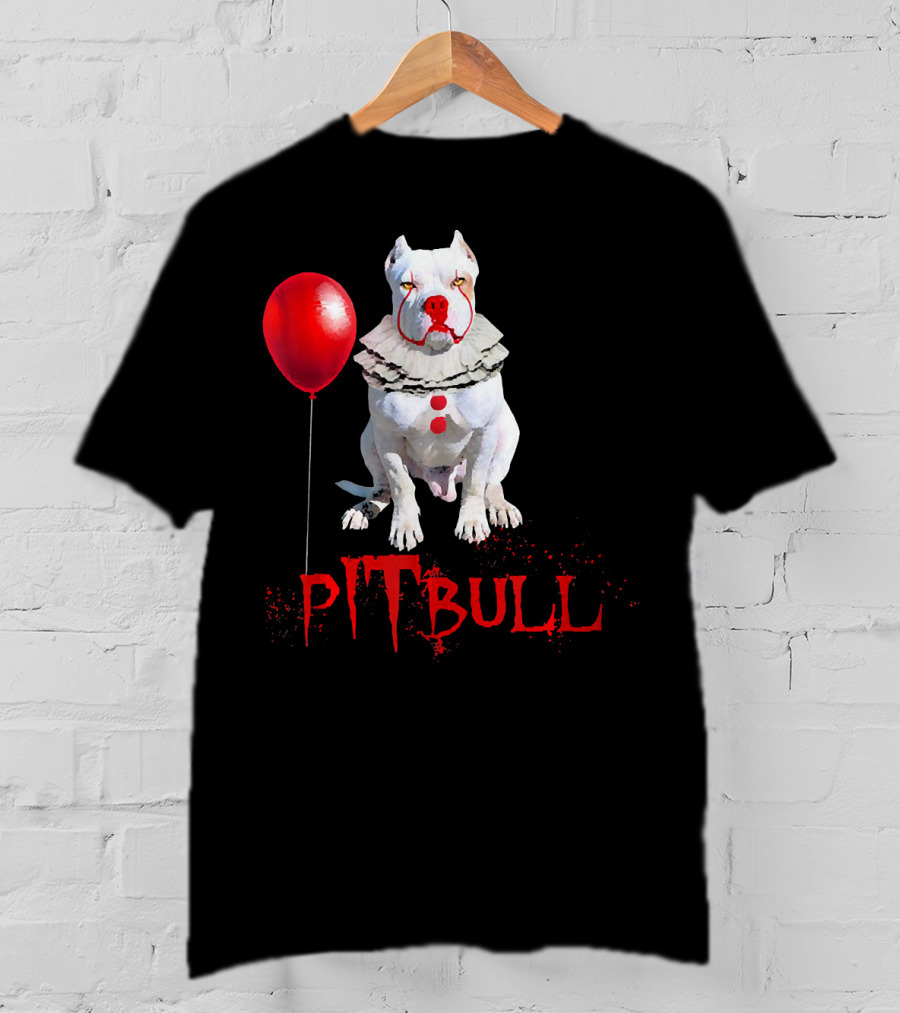 Pitbull IT Clown Balloon Halloween Day Horror T-Shirt
