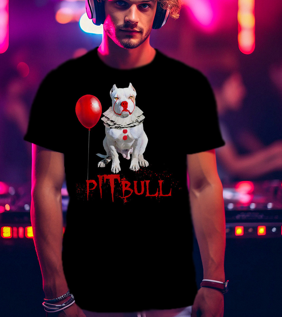 Pitbull IT Clown Balloon Halloween Day Horror T-Shirt