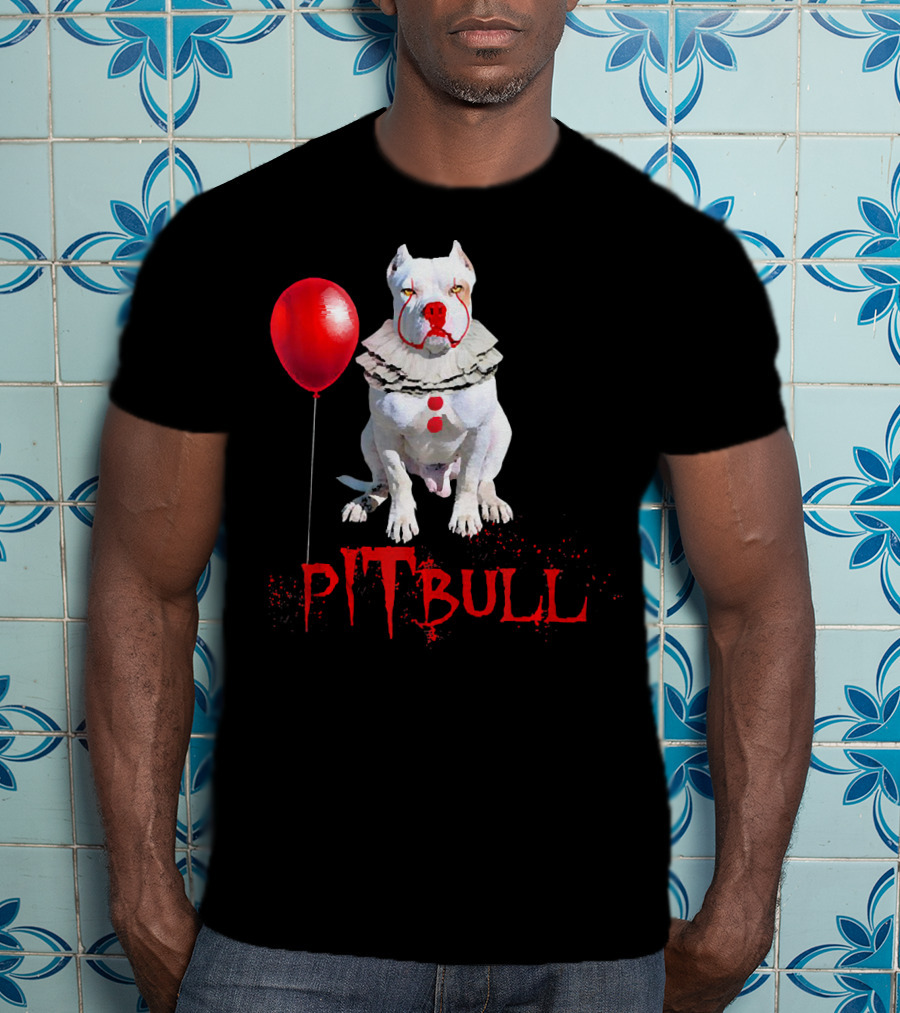 Pitbull IT Clown Balloon Halloween Day Horror T-Shirt