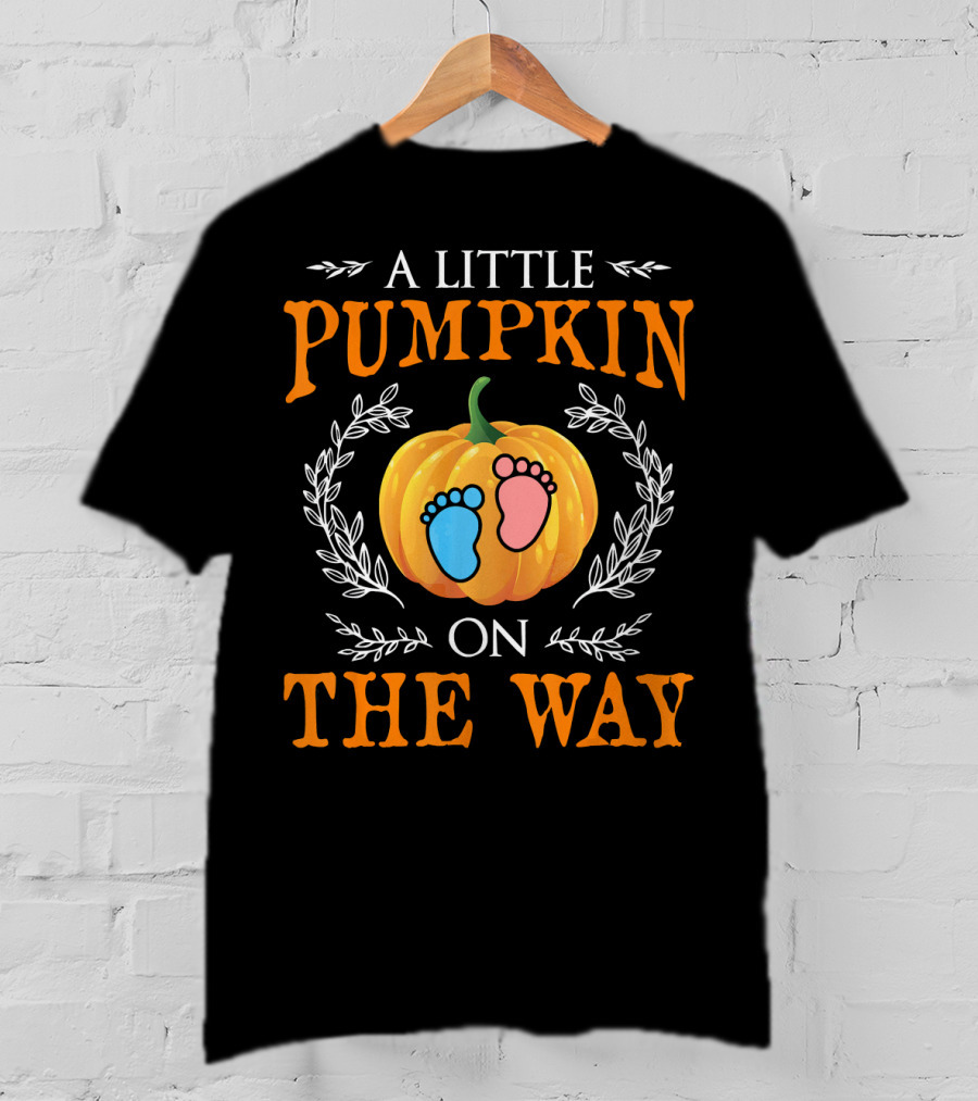 A Little Pumpkin On The Way With Footprints And Leaves T-Shirt