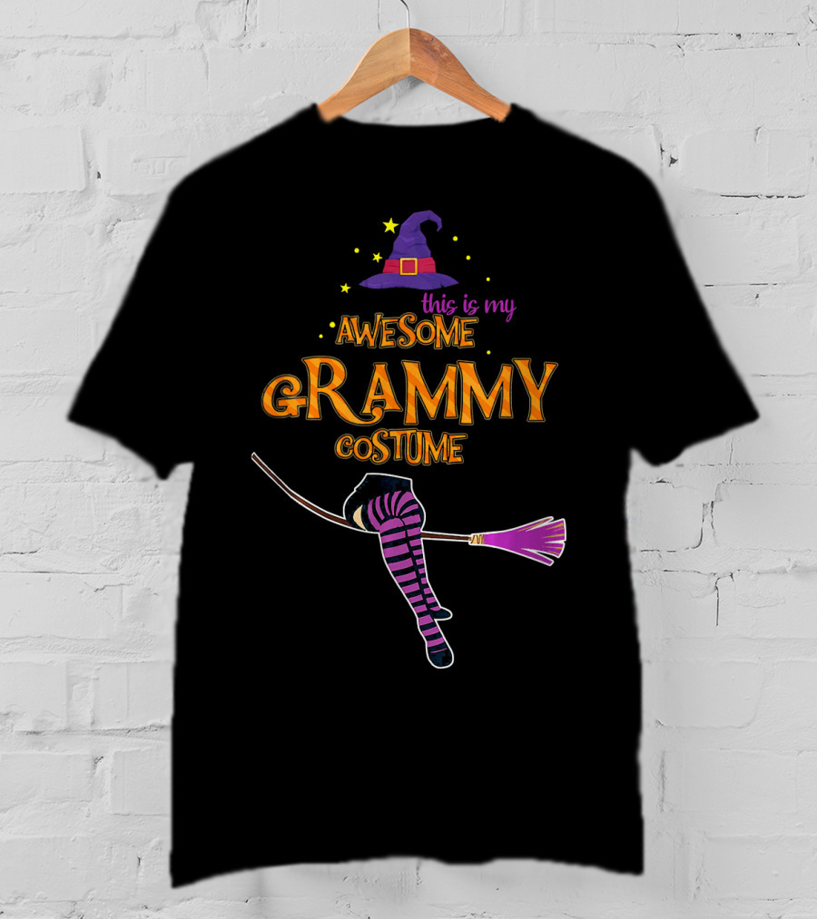 Halloween This Is My Awesome Grammy Costume Witch Hat Broomstick T-Shirt